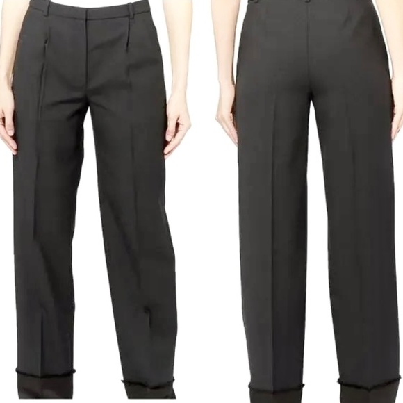 Theory Black Satin Cuffed Trousers - Picture 1 of 9
